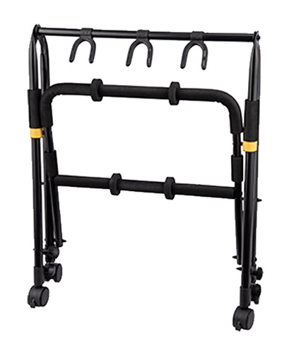 Rack 3 guitares, idéal pour la scène, mise en place et transport faciles, roulettes, 3.6 kg