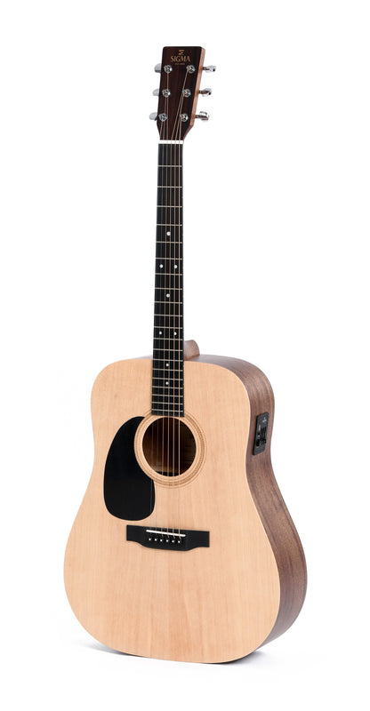 Modèle DMEL, Dreadnought, table épicéa massif, f/e acajou, touche micarta, EQ Sigma, naturel satiné, gaucher