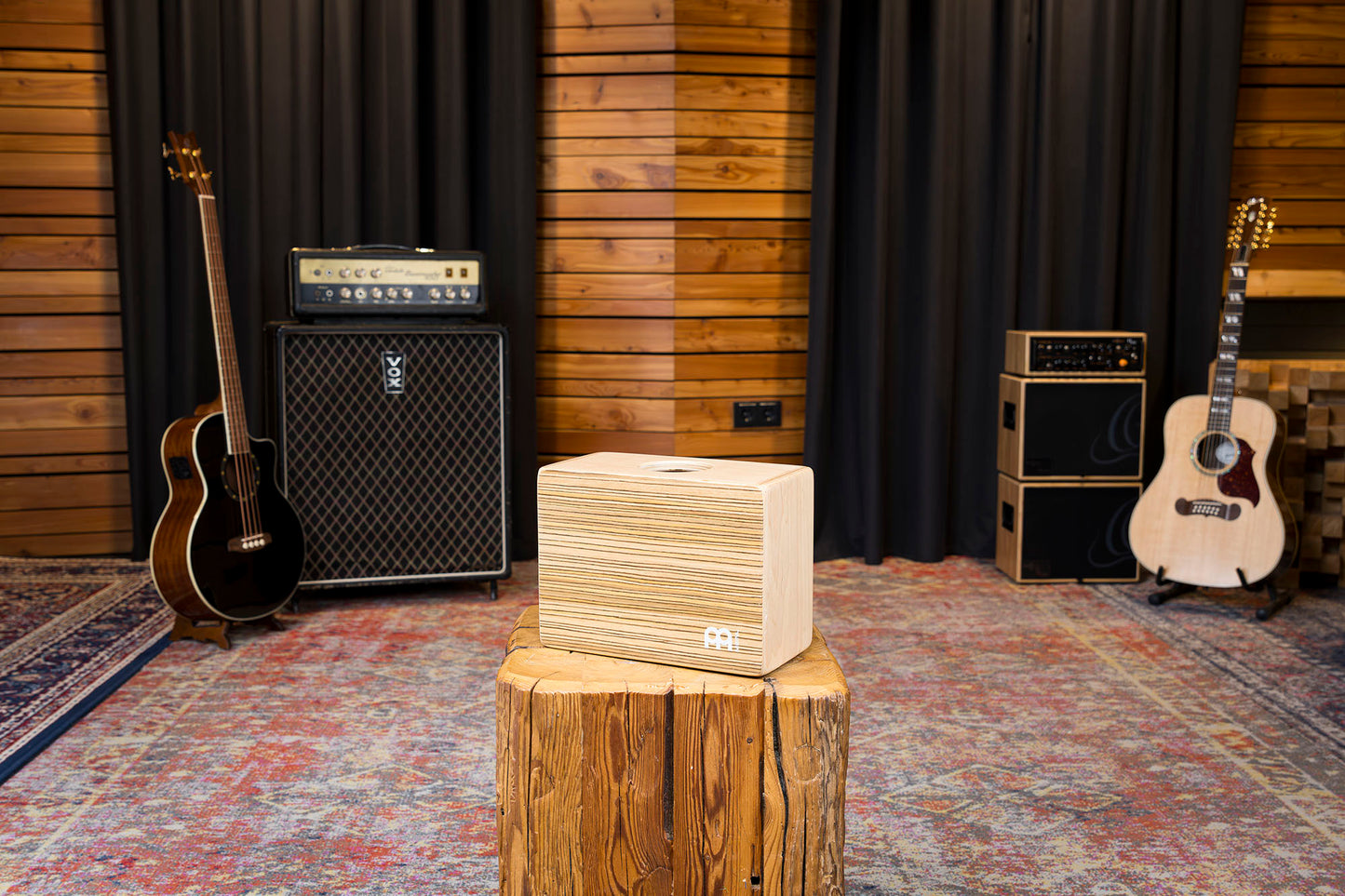 Boxito Meinl série Bongo/Cajon en zebrano exotique et bouleau baltique, instrument réversible 1 côté bongo et 1 côté cajon