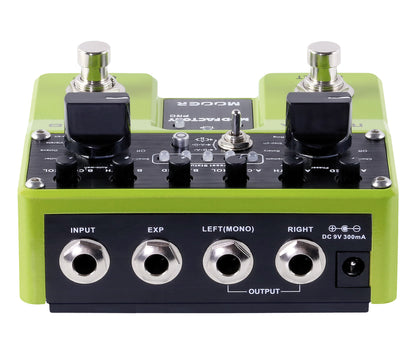 Pédale MOD FACTORY PRO, 2 modules de modulations indépendants (Modes A et B), 16 effets de modulations, vert