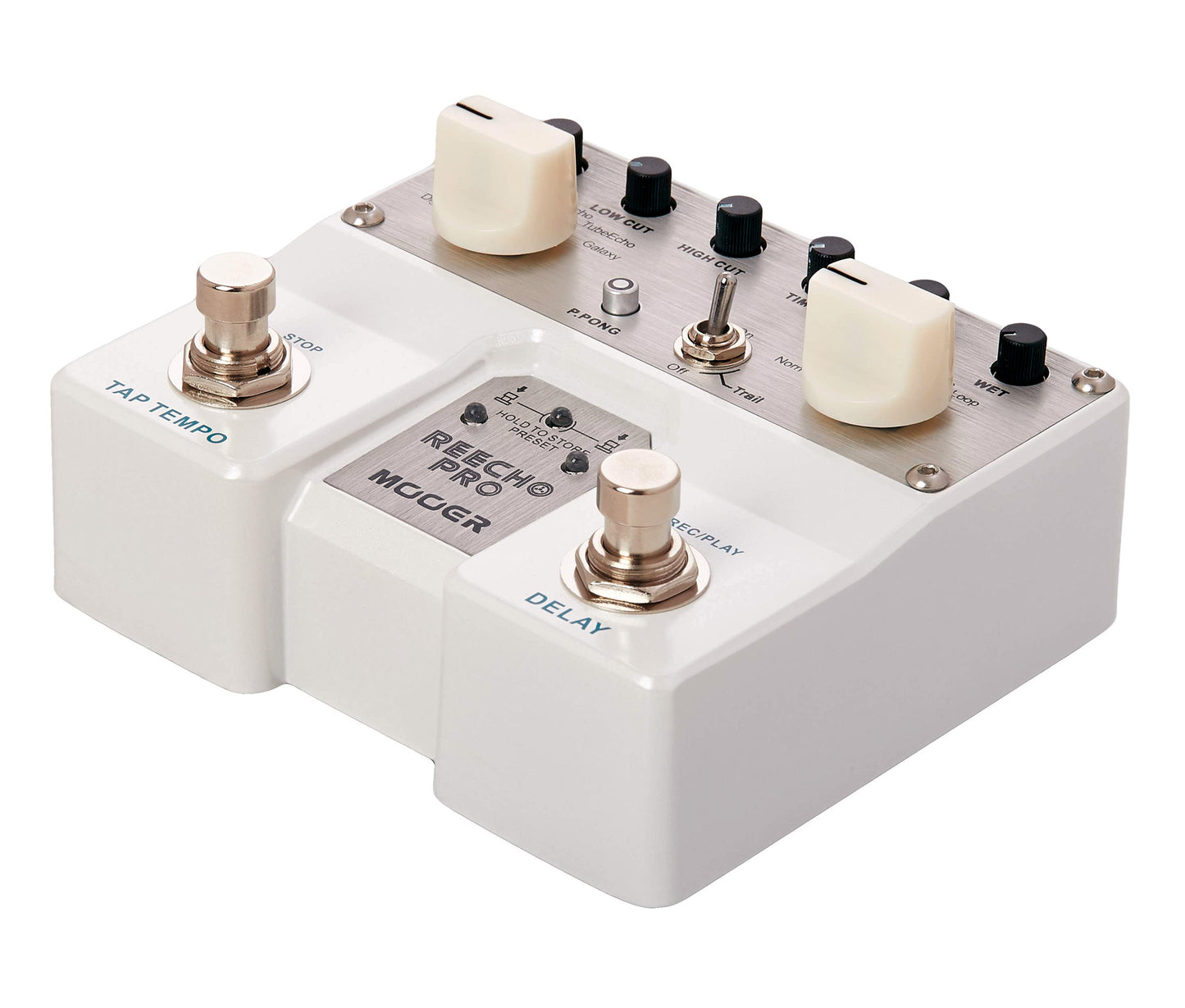 Pédale REECHO PRO, série Twin, délai numérique stéréo à 6 modes, boîtier métal, true bypass, blanc