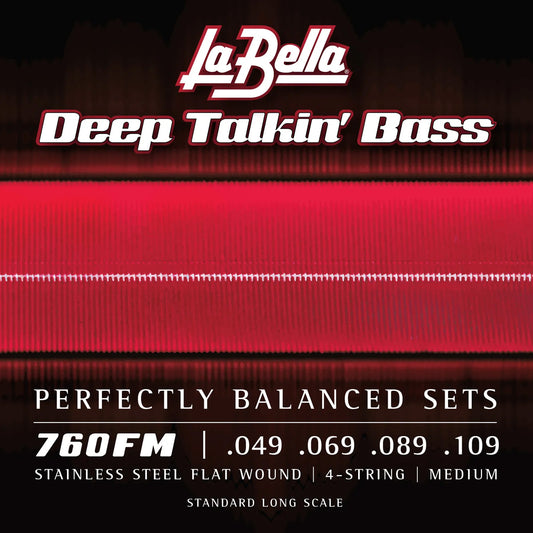 Jeu pour basse électrique DEEP TALKIN' BASS FLATS, acier inoxydable, filé plat, 4 cordes Medium (49-69-89-109)
