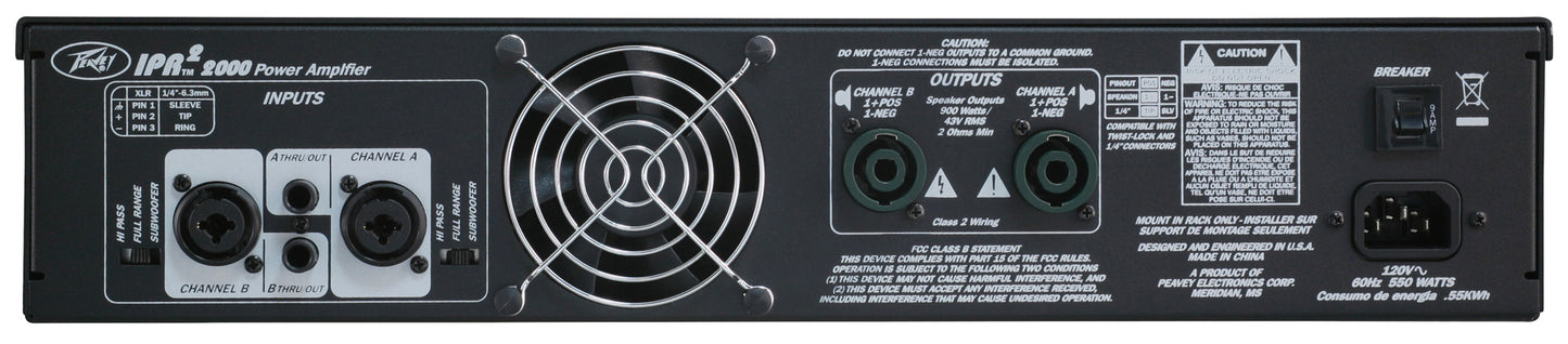 Ampli de puissance 2 canaux, 1100W par canal à 2 ohms, châssis aluminium léger, entrées XLR/Jack, sorties Speakon, noir