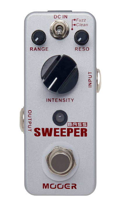 Pédale BASS SWEEPER, filtre d'enveloppe dynamique pour basse et guitare, switch Fuzz/Clean, boîtier métal, true bypass, gris