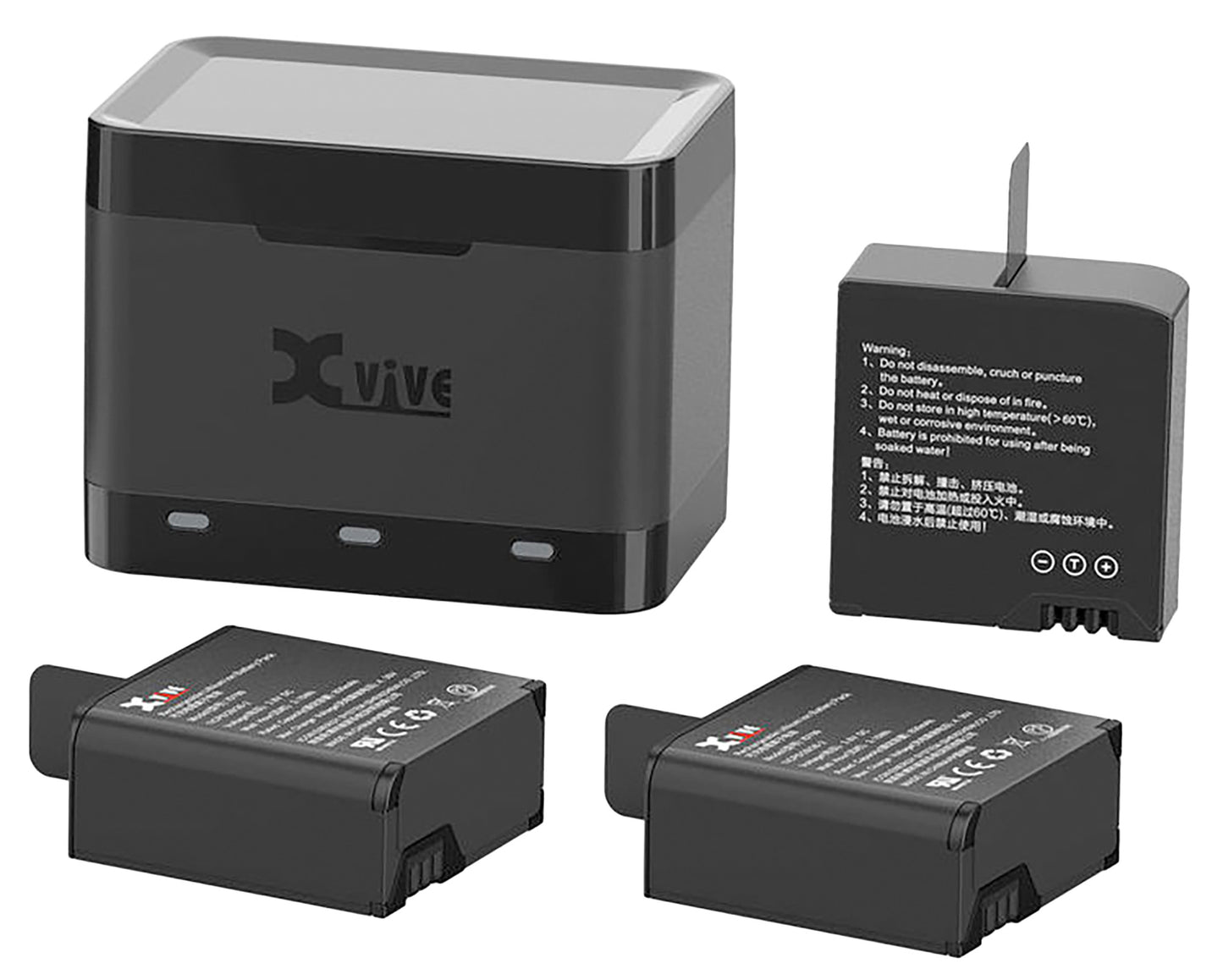 Chargeur et batteries (x3) pour système HF XVI-U5, avec câble USB.