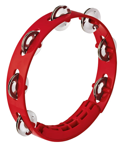 TAMBOURIN NINO ABS 8"/1 RANG, ROUGE, CYMBALETTES ACIER INOXYDABLE, POIGNÉE EXTRA LARGE