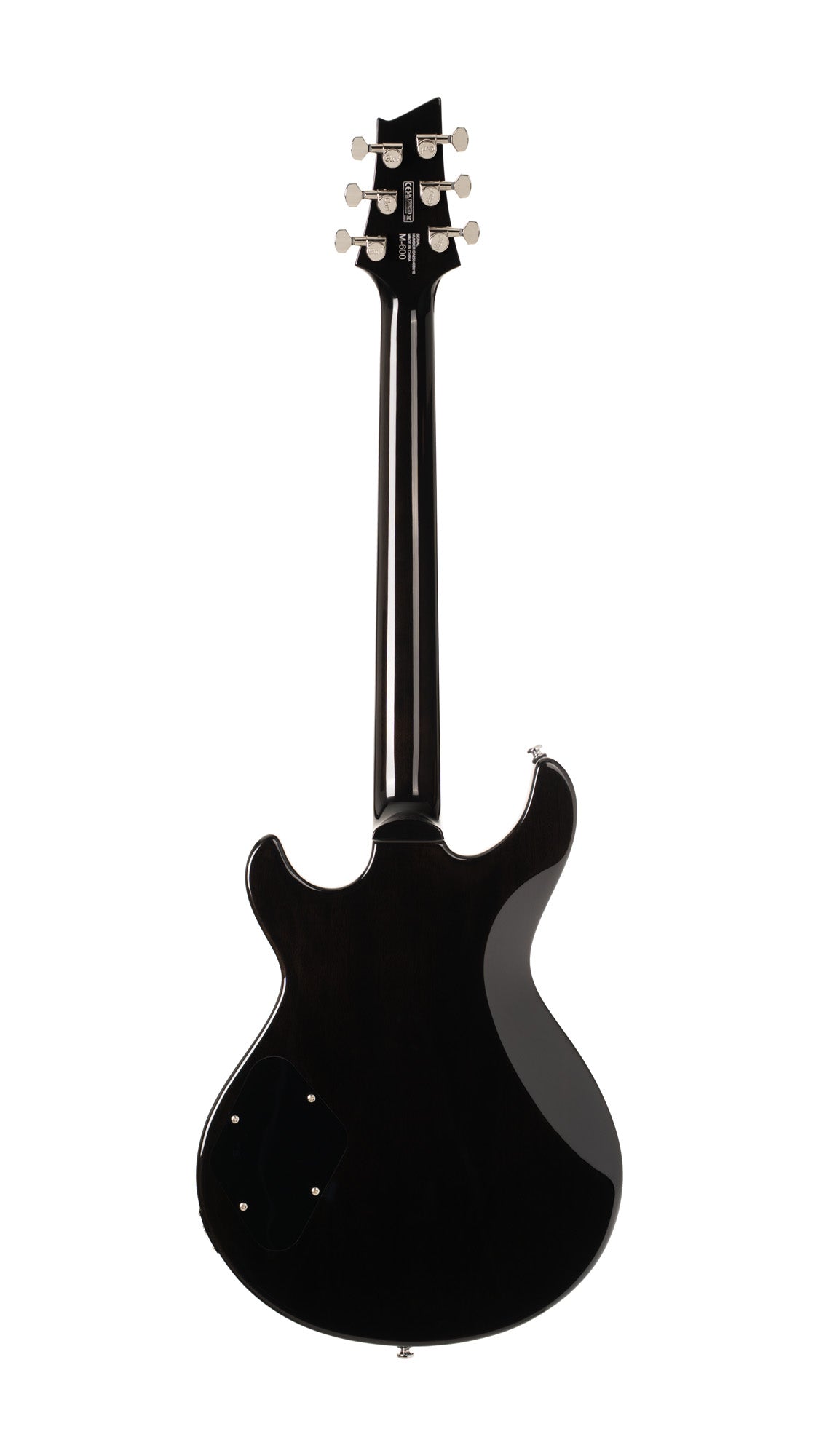 M600, corps acajou, placage érable flammé, manche collé acajou, 2 micros doubles Cort Voiced Tone VTH-59, trans purple burst