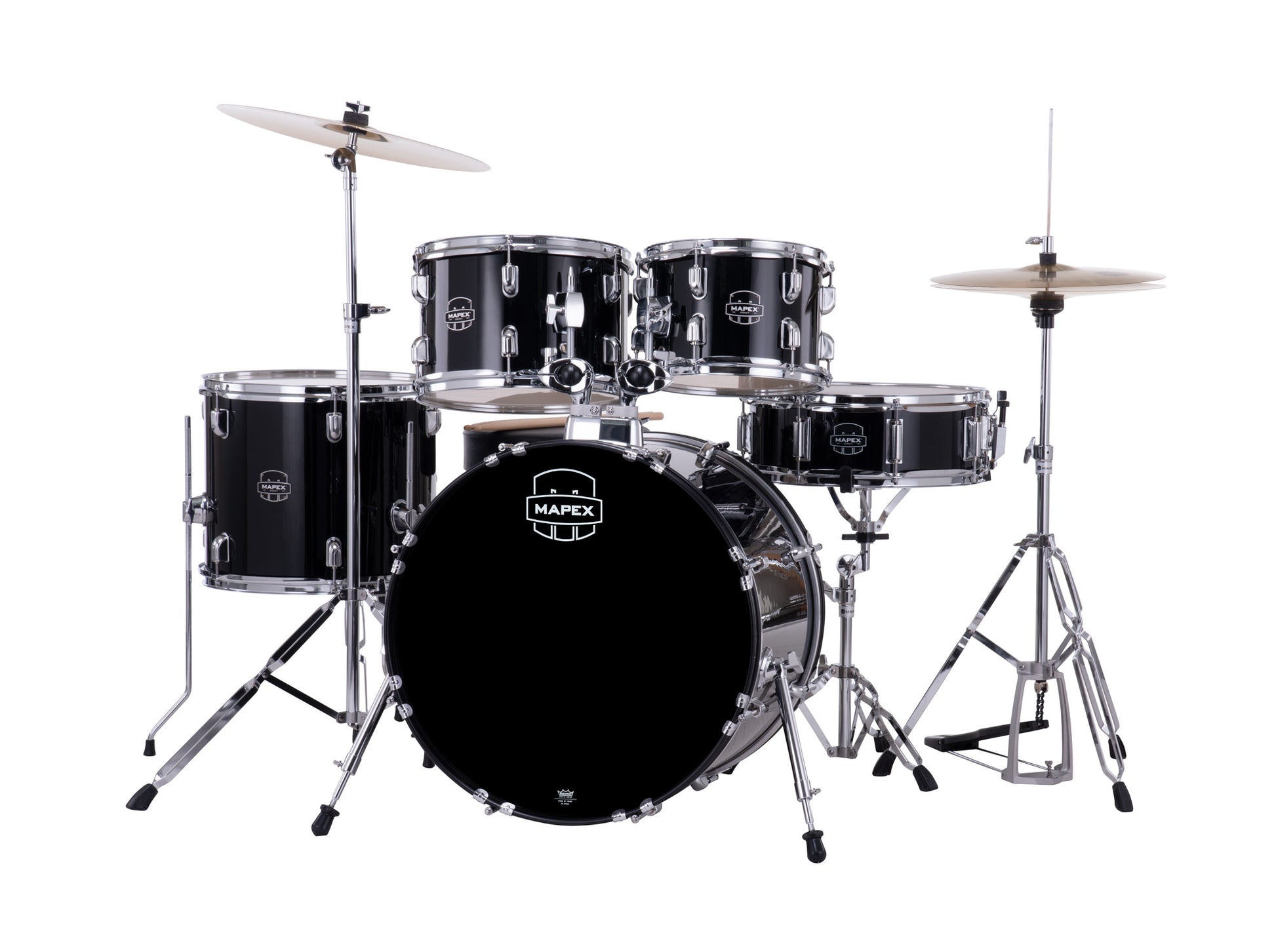 MAPEX COMET FUSION 20 5F NOIR COMPLETE AVEC HARDWARE, SIEGE ET CYMBALES