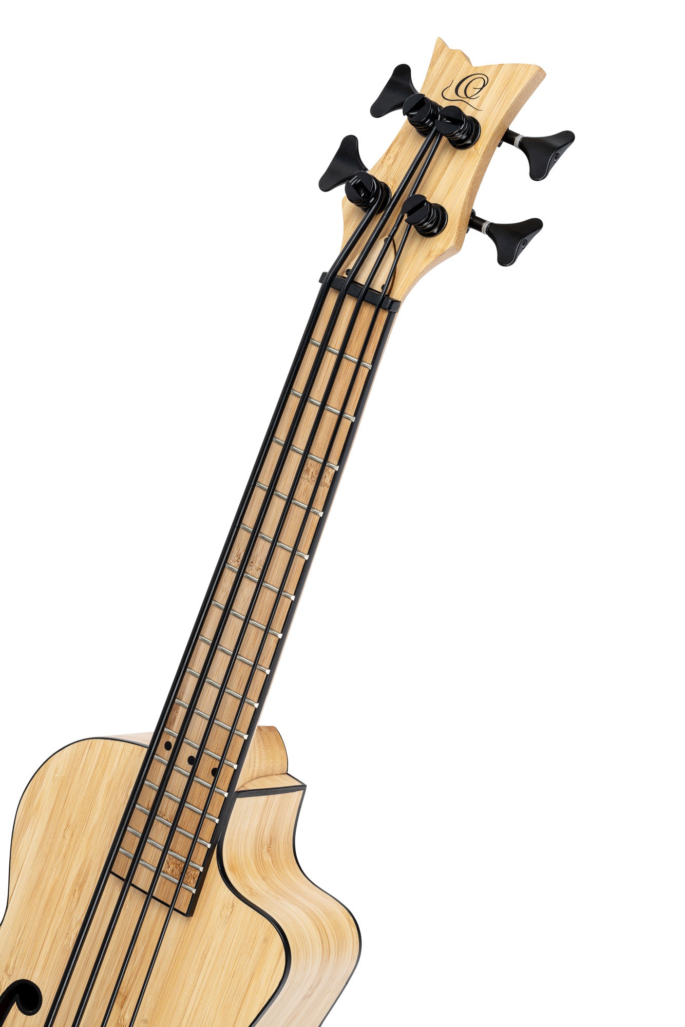 RUNAB-UB, modèle Ukebass, pan coupé, EQ MagusUkePro, table, f/e bambou massif, manche bambou, ouïe en F, housse, naturel satiné