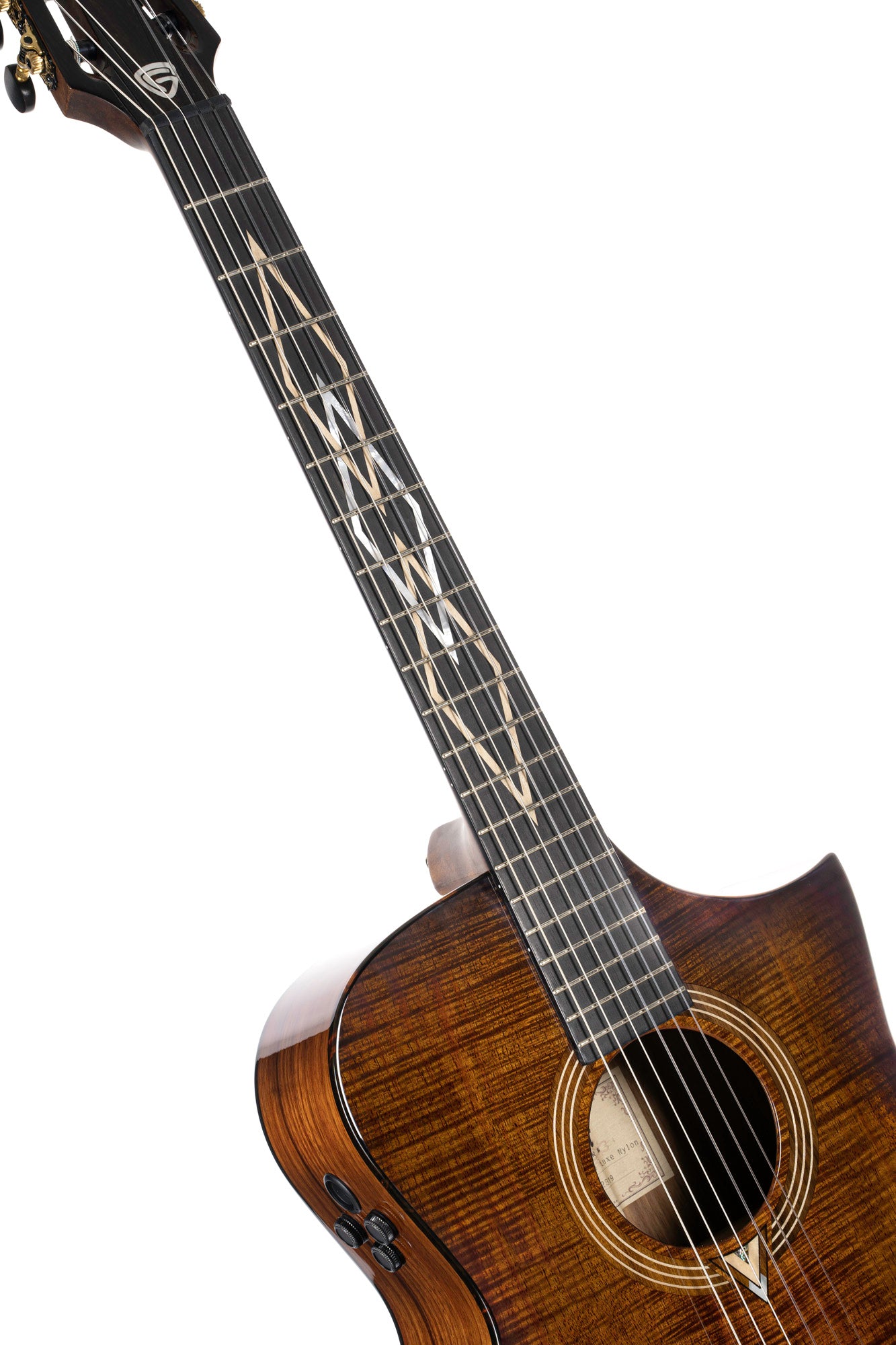 LUXE NYLON, Frank Gambale Signature, forme Concert, table blackwood massif, f/e blackwood massif, EQ Fishman, naturel brillant