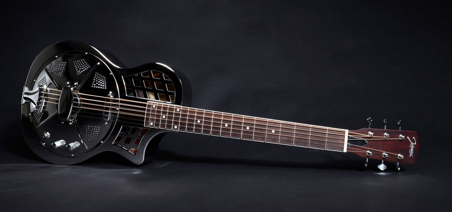 JR-994E, corps en laiton, manche acajou, touche palissandre, micro simple, nickel brillant