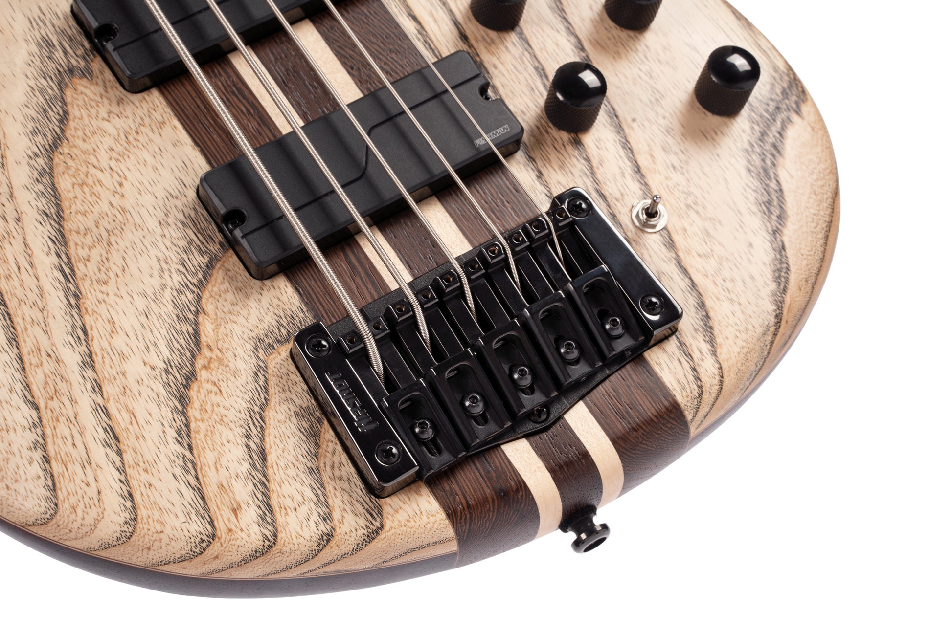 A5 ULTRA, corps acajou, table frêne sablée, manche traversant 5 pièces érable/panga panga, micros Fishman Fluence, naturel, étui