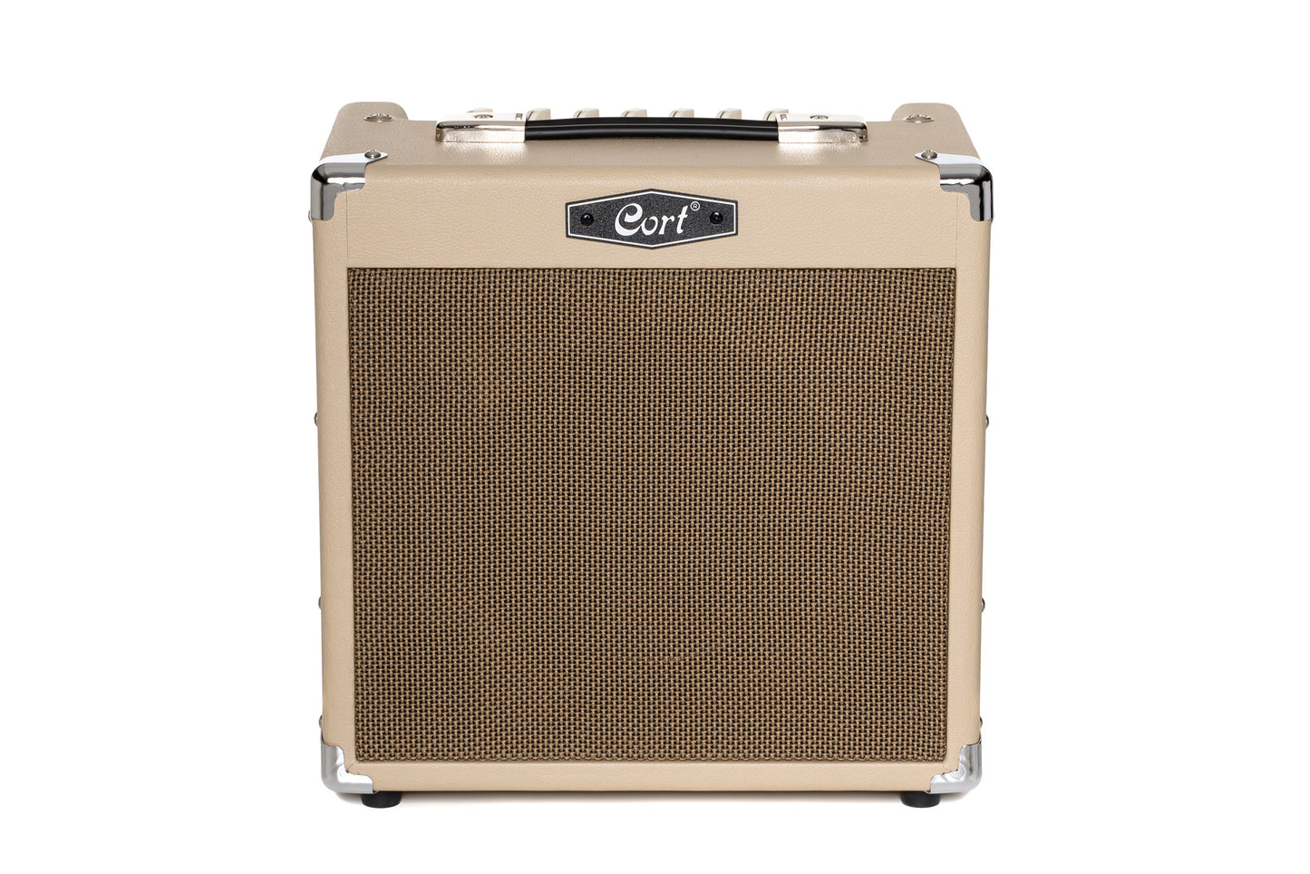 Ampli guitare 15W, 1 x 8", 2 canaux, égaliseur 3 bandes, réverb, entrée CD/MP3 mini-Jack, sortie casque mini-Jack, white sand