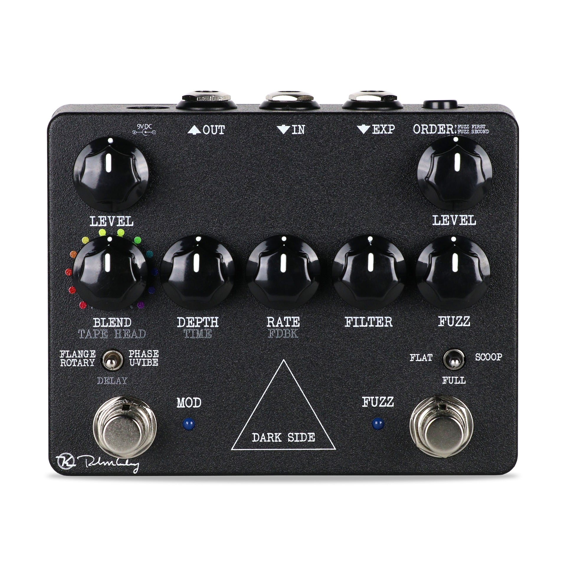 Pédale DARK SIDE WORKSTATION, fuzz/phaser/uvibe/rotary/flanger/delay, entrée pour pédale d'expression (rate/feedback)