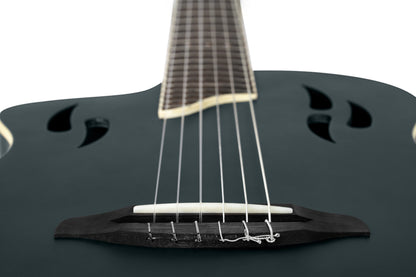 RTPSTD-NAT, modèle TourPlayer gaucher, EQ Magus X, corps okoumé, table épicéa massif, sillet 48 mm, housse, noir satiné