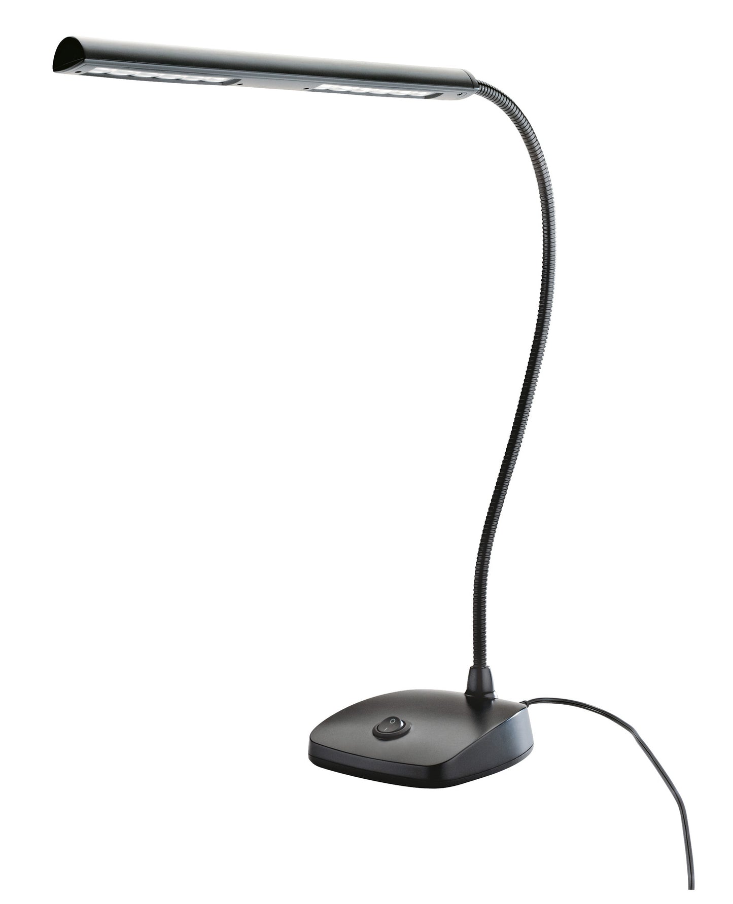 Lampe piano 12 LEDs (2500 lux), longueur 296 mm sur flexible ajustable, alimentation sur bloc secteur fourni, 1.6 kg, noir