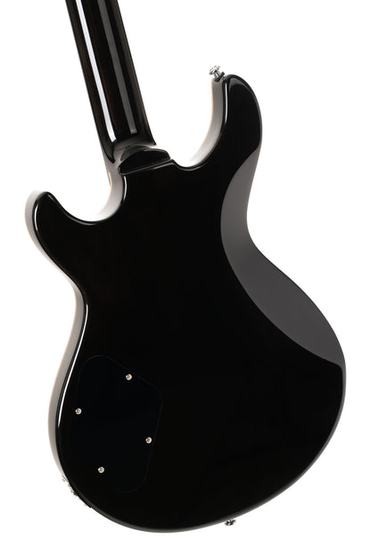 M600, corps acajou, placage érable flammé, manche collé acajou, 2 micros doubles Cort Voiced Tone VTH-59, blue burst