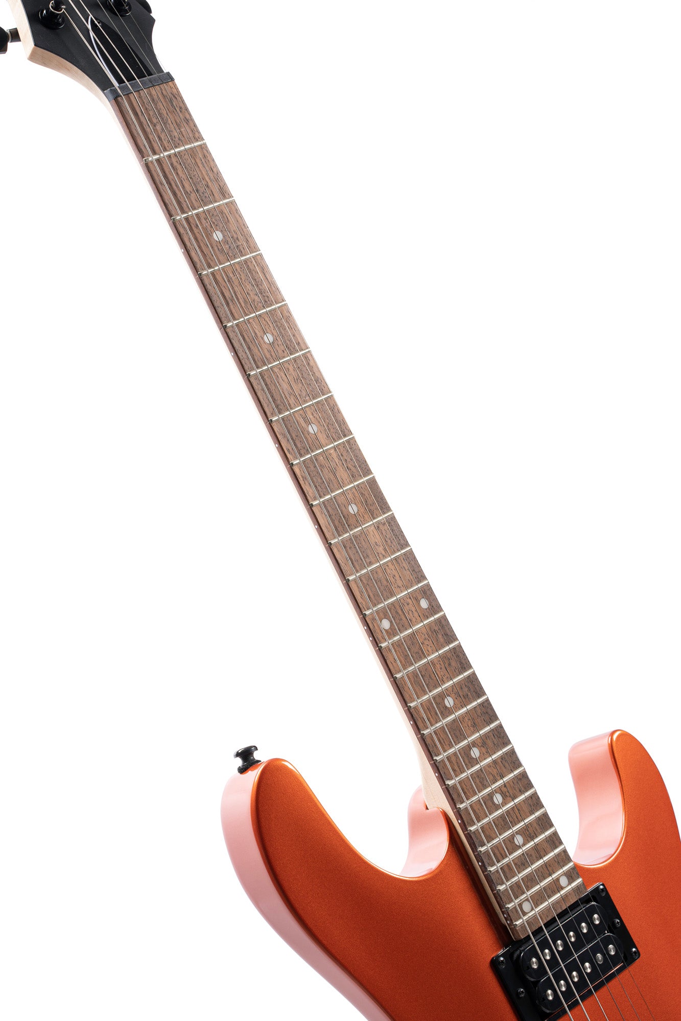 KX100, corps tilleul, manche vissé érable, touche jatoba, 2 micros doubles Powersound, iron oxide