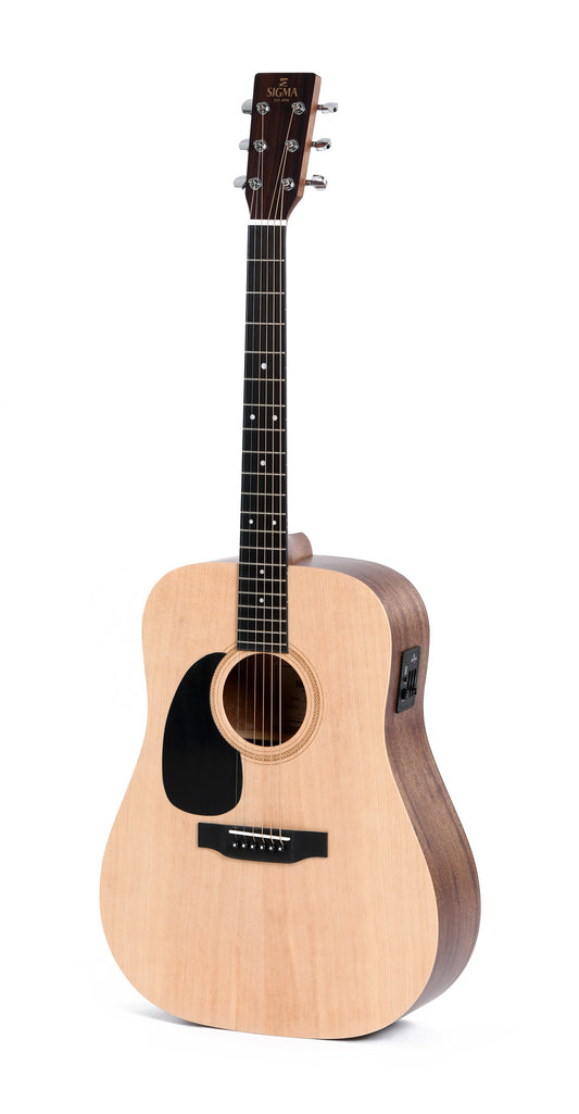 Modèle DMEL, Dreadnought, table épicéa massif, f/e acajou, touche micarta, EQ Sigma, naturel satiné, gaucher