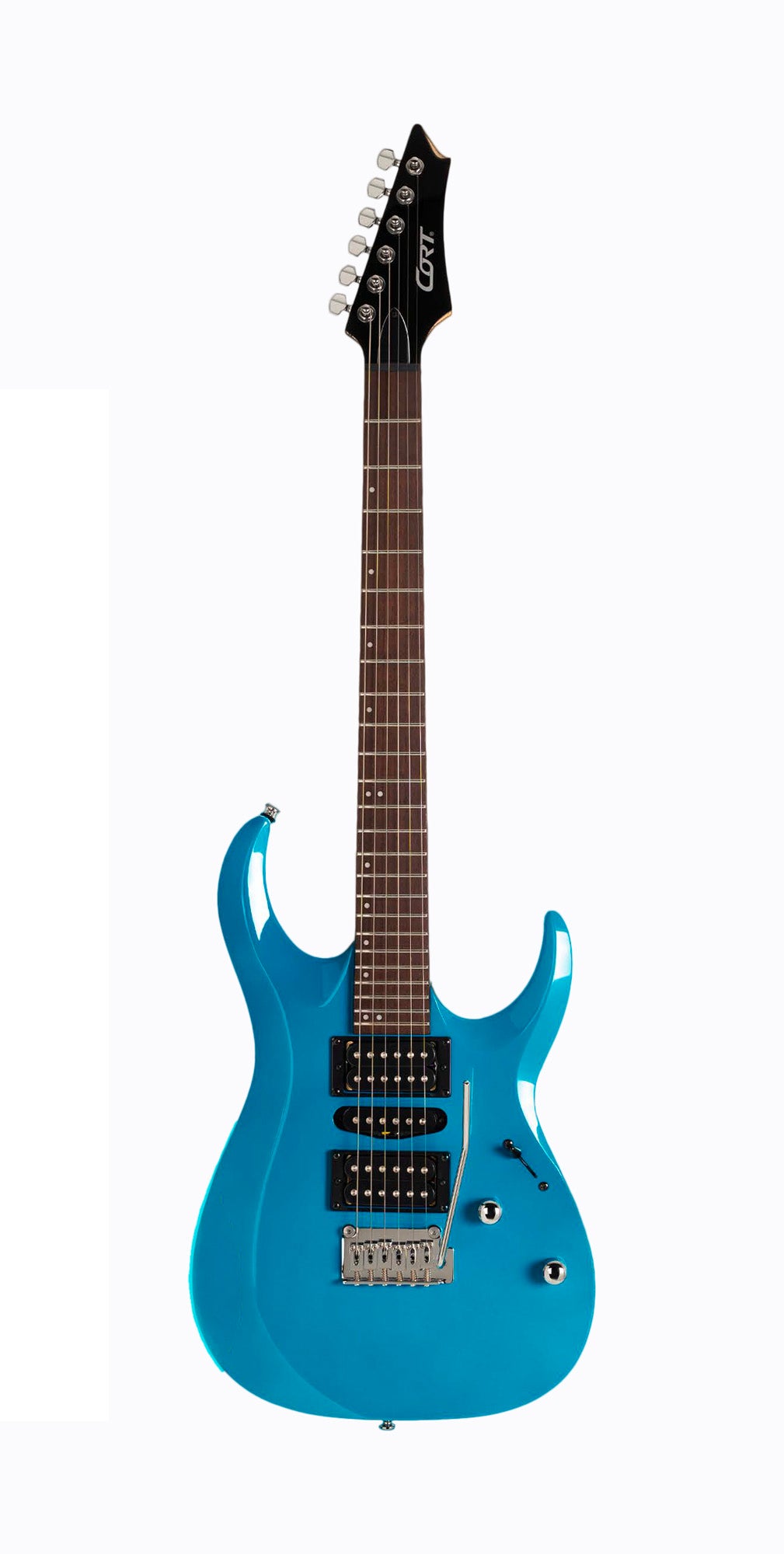 X200, 24 frettes, corps peuplier, manche érable, touche jatoba, trémolo 2 points, Micros Cort Powersound (H-S-H), Candy Blue