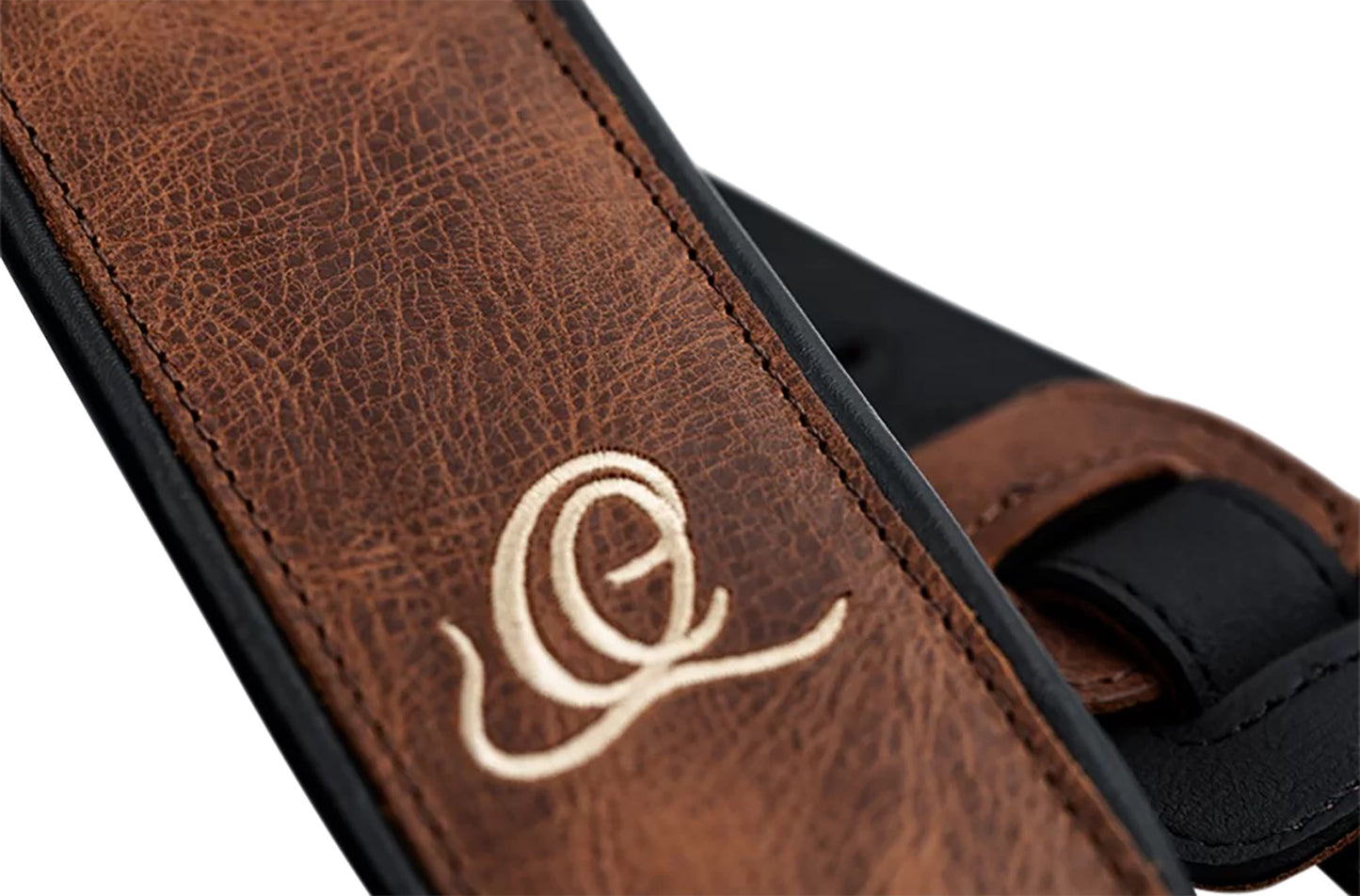 OSCL-7, courroie guitare, série Classic, face cuir, dos PVC (vegan), largeur 7 cm, longueur 145 cm, vintage cognac