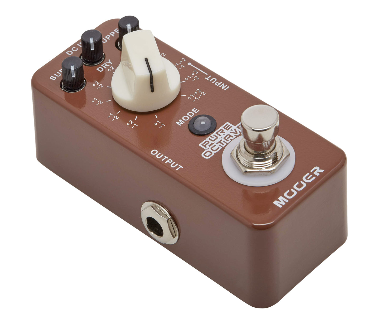 Pédale PURE OCTAVE, octaver polyphonique 11 modes, boîtier métal, true bypass, brun