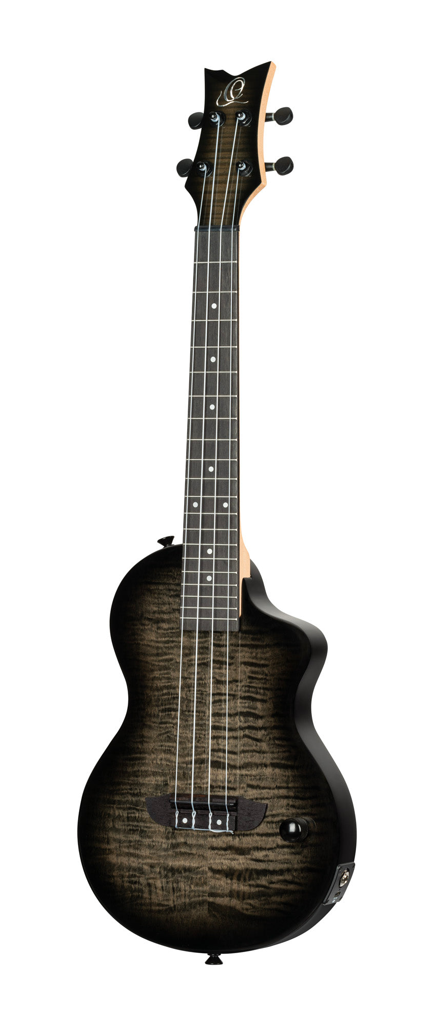 NEO-U-TGB, modèle Ténor, pan coupé, EQ MagusExpress, table érable flammé, corps okoumé, manche érable, housse, gris