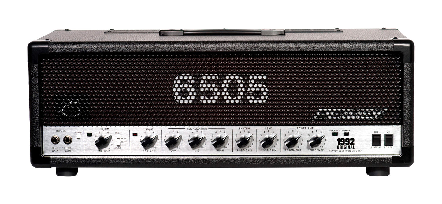 Tête amplifiée à lampes 120W, 2 canaux, EQ 3 bandes, reproduction fidèle du mythique Peavey 6505, finition noir