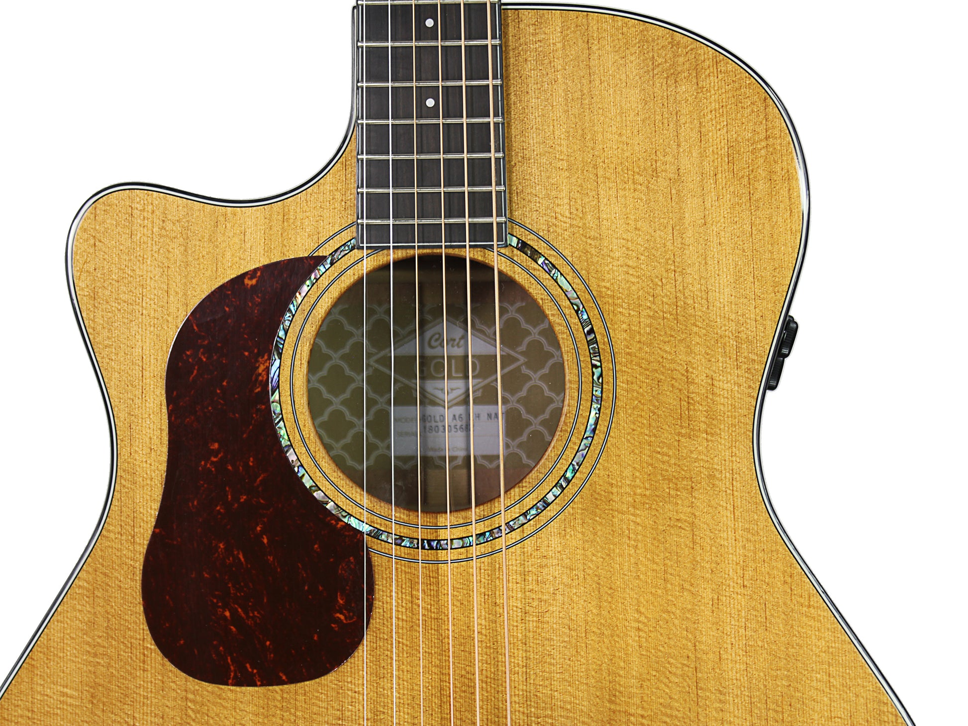 GOLD-A6, forme Grand Auditorium, table épicéa massif torréfié, f/e acajou massif, EQ Fishman Flex Blend, naturel, gaucher