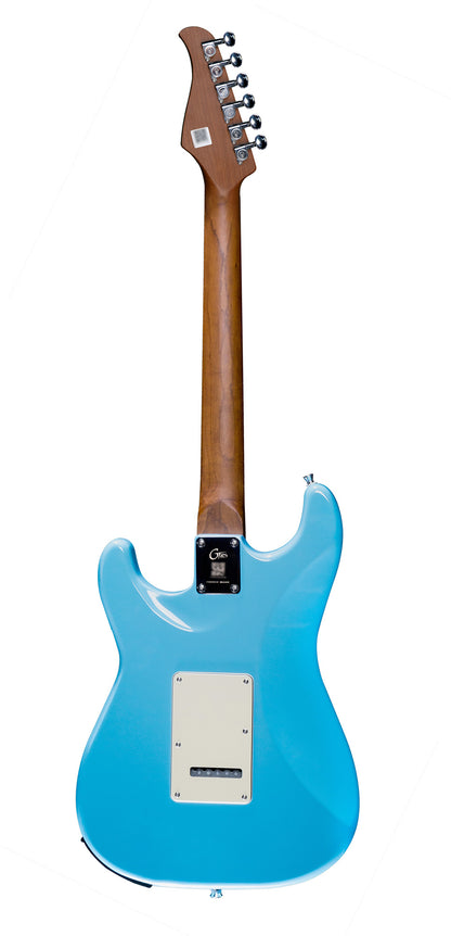 GTRS S801, corps tilleul, manche érable torréfié, touche érable, micros et processeur GTRS, sonic blue