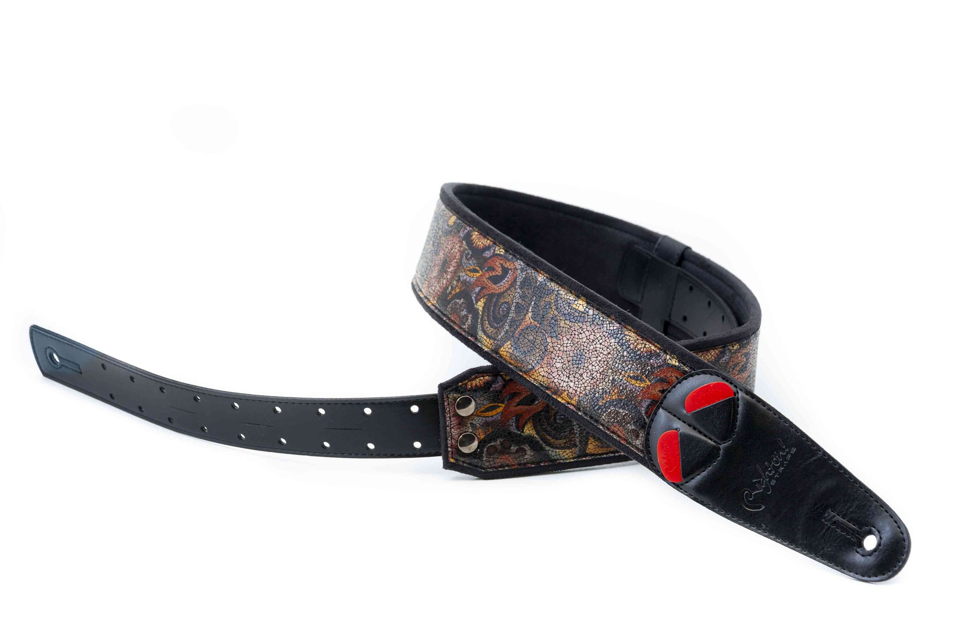 Courroie modèle CRUNCH, extérieur synthétique, largeur 6 cm, longueur 100 à 145 cm, porte-médiators intégré, noir