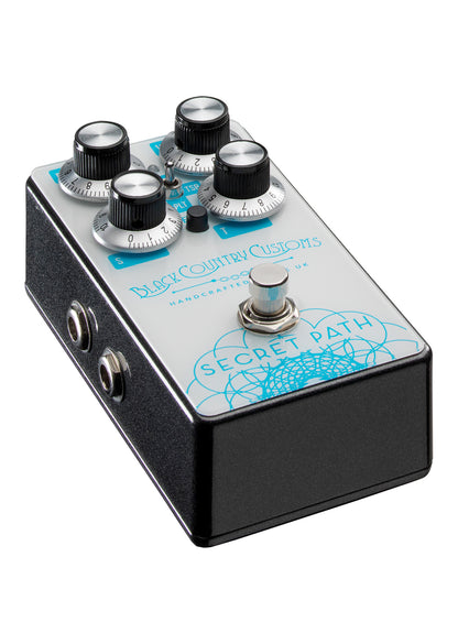 Pédale réverb SECRETPATH, 3 modes, entrée pour pédale d'expression, switch silencieux, boitier métal, blanc et bleu