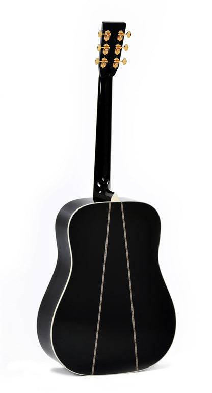Modèle DT-42 NASHVILLE, édition spéciale, Dreadnought, table épicéa massif, f/e tilia, binding abalone, softcase, noir brillant