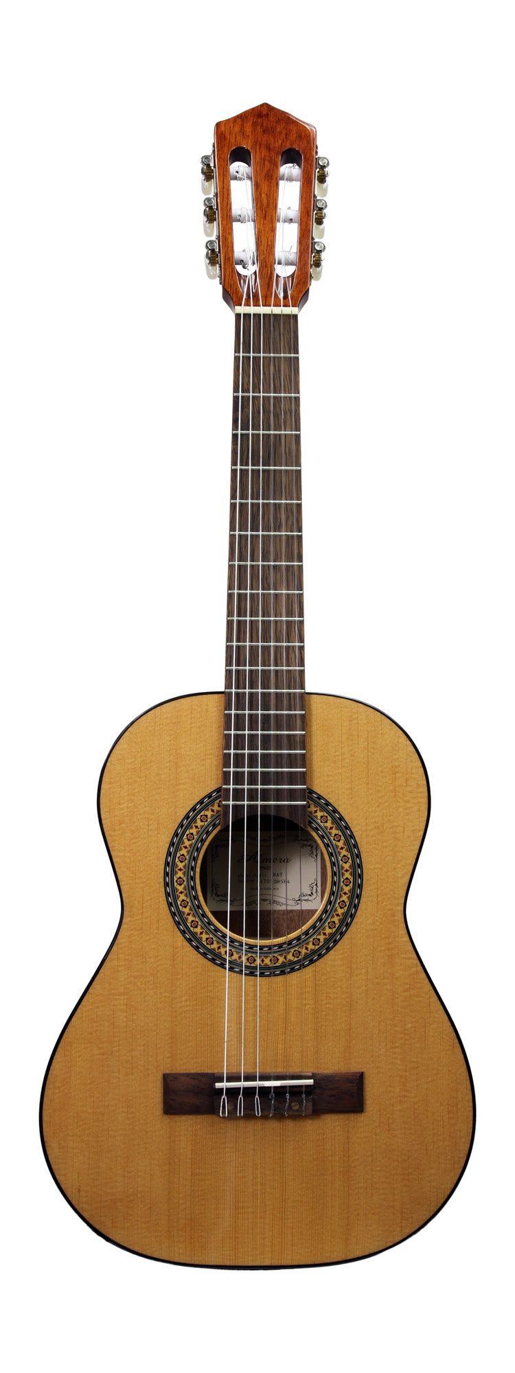 Guitare classique 1/2, table épicéa, fond & éclisses acajou, manche acajou, sillet 45 mm, cordes Bosset, naturel brillant