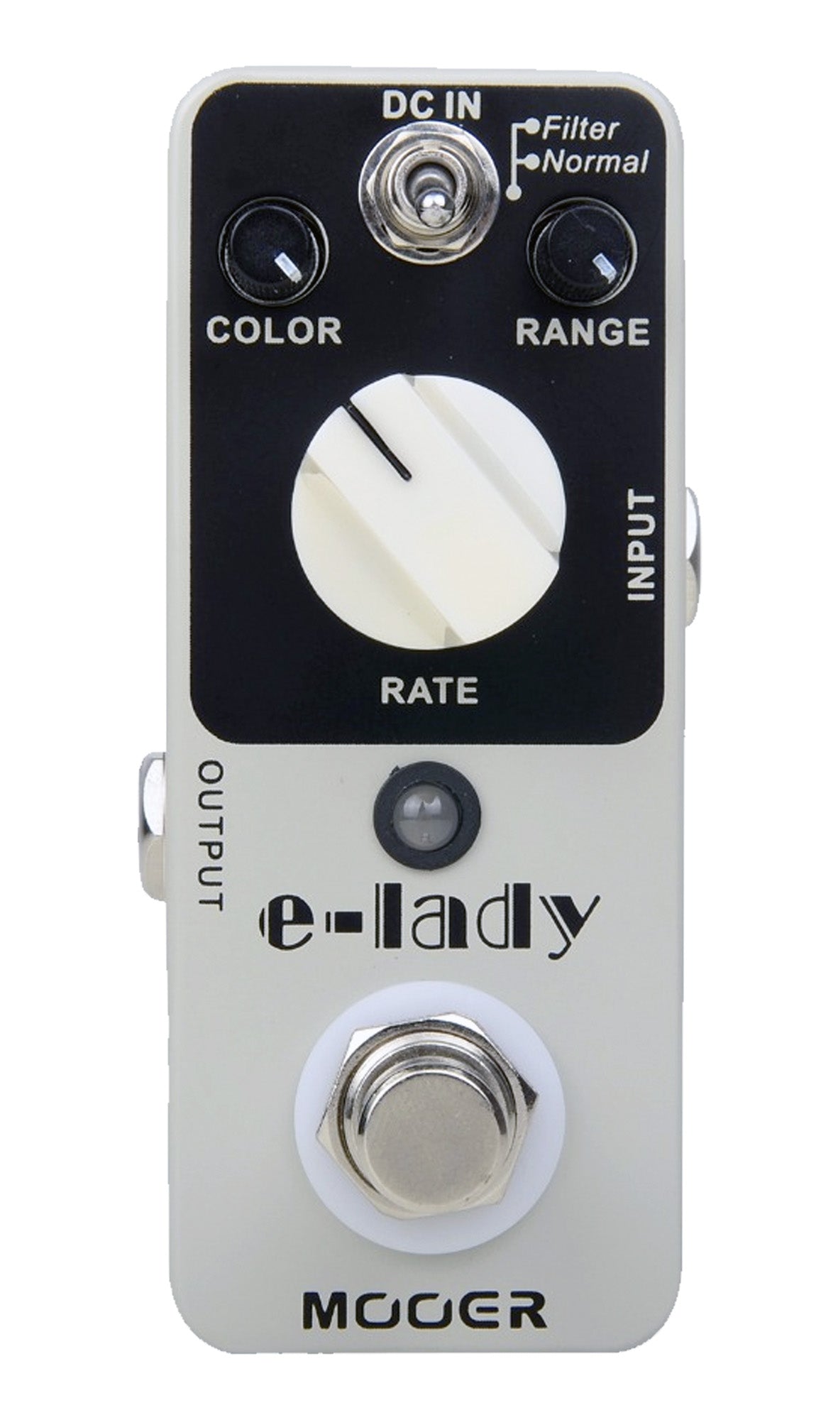 Pédale E-LADY, flanger analogique 2 modes (Normal/Filter), boîtier métal, true bypass, gris
