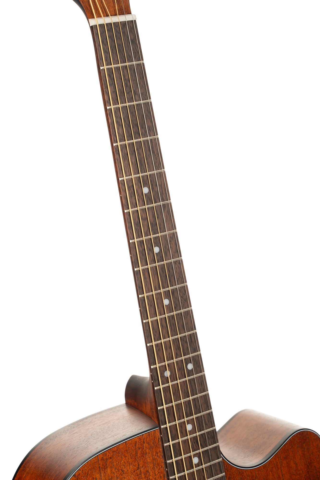 Earth 60 CE, pan coupé, table acajou massif, fond & éclisses acajou, touche laurier, EQ CE304T, naturel pores ouverts