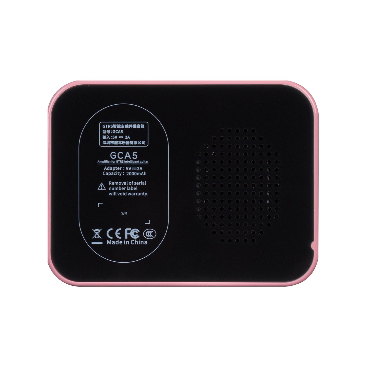 Amplificateur GCA5, 5W, HP 2.2", connexion Bluetooth, entrée Jack 6.35, fonctionne sur batterie, rose