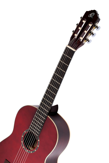 R121, table épicéa, fond & éclisses acajou, manche acajou (sillet 52 mm), housse, bordeaux brillant