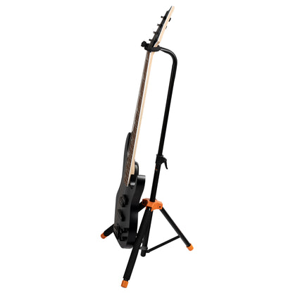 Support pour guitares, solide et léger, repliable, étriers avec revêtement néoprène, noir et orange