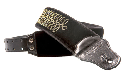 Courroie modèle SGT-PEPPERS, extérieur lycra double couche, largeur 7 cm, longueur 95 à 150 cm, porte-médiators intégré, noir