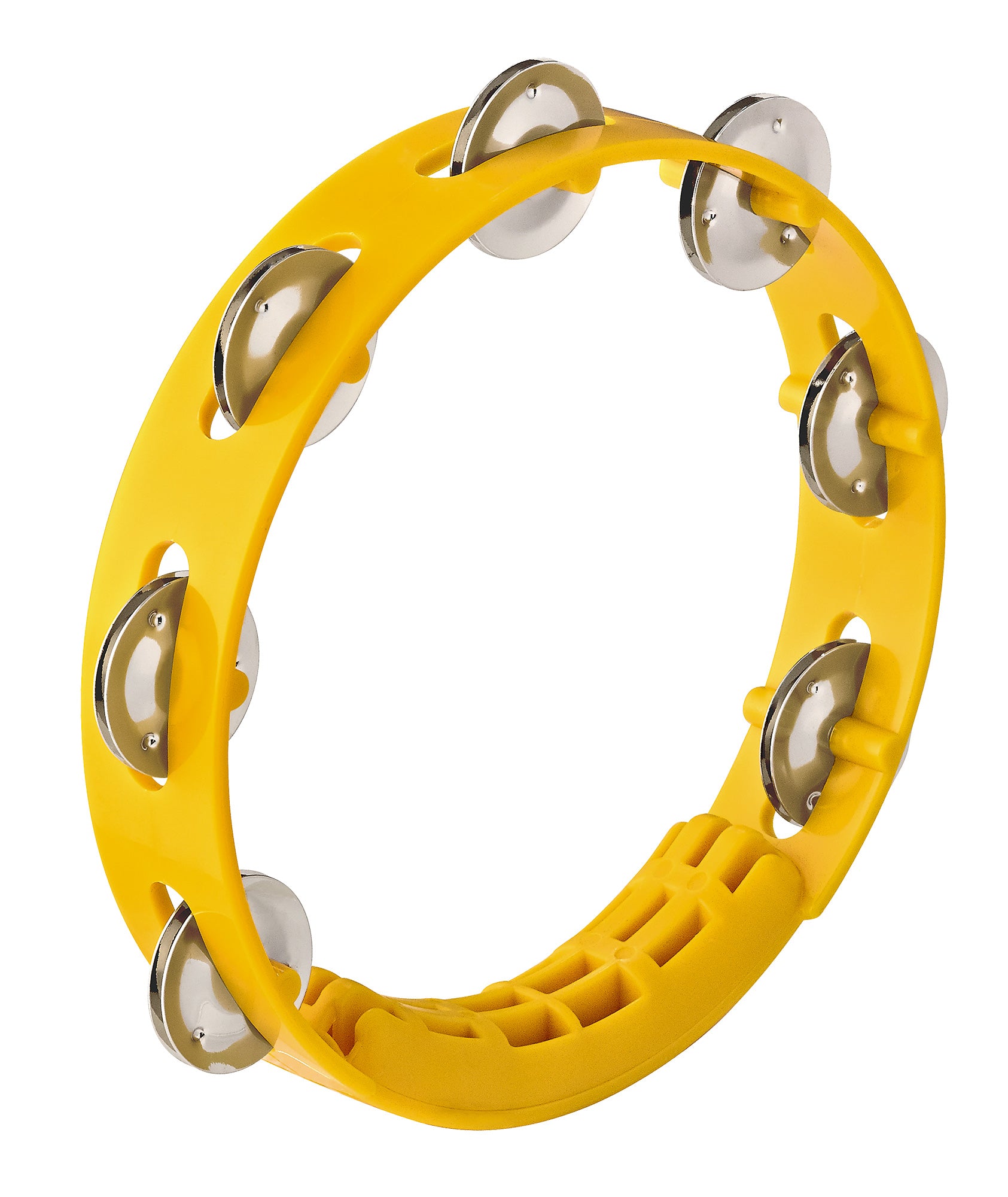 TAMBOURIN NINO ABS 8"/1 RANG, JAUNE, CYMBALETTES ACIER INOXYDABLE, POIGNÉE EXTRA LARGE