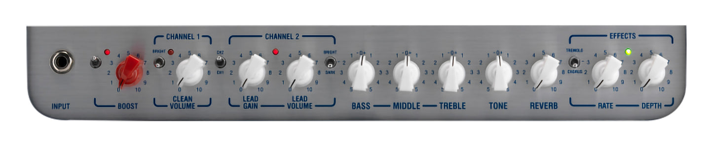 Ampli guitare électrique 60W, 1x HP 12" HH, 2 canaux, EQ 3 bandes, réverb, tremolo, chorus,  boucle d'effet, 11.8 kg, bleu