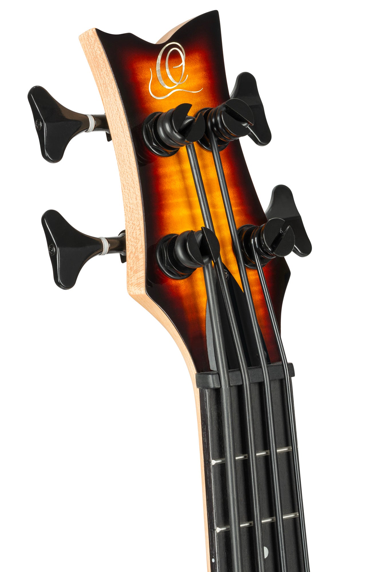 NEO-BS-TSB, modèle Ukebass, pan coupé, EQ MagusExpress, table érable flammé, corps okoumé, manche érable, housse, tobacco burst