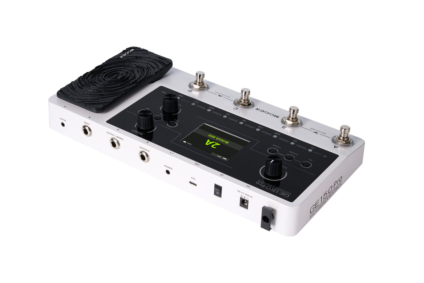 Pédalier multi-effets GE150 PRO, 55 simulations d'amplis haute-qualité, 26 simulations de haut-parleurs (IR), blanc