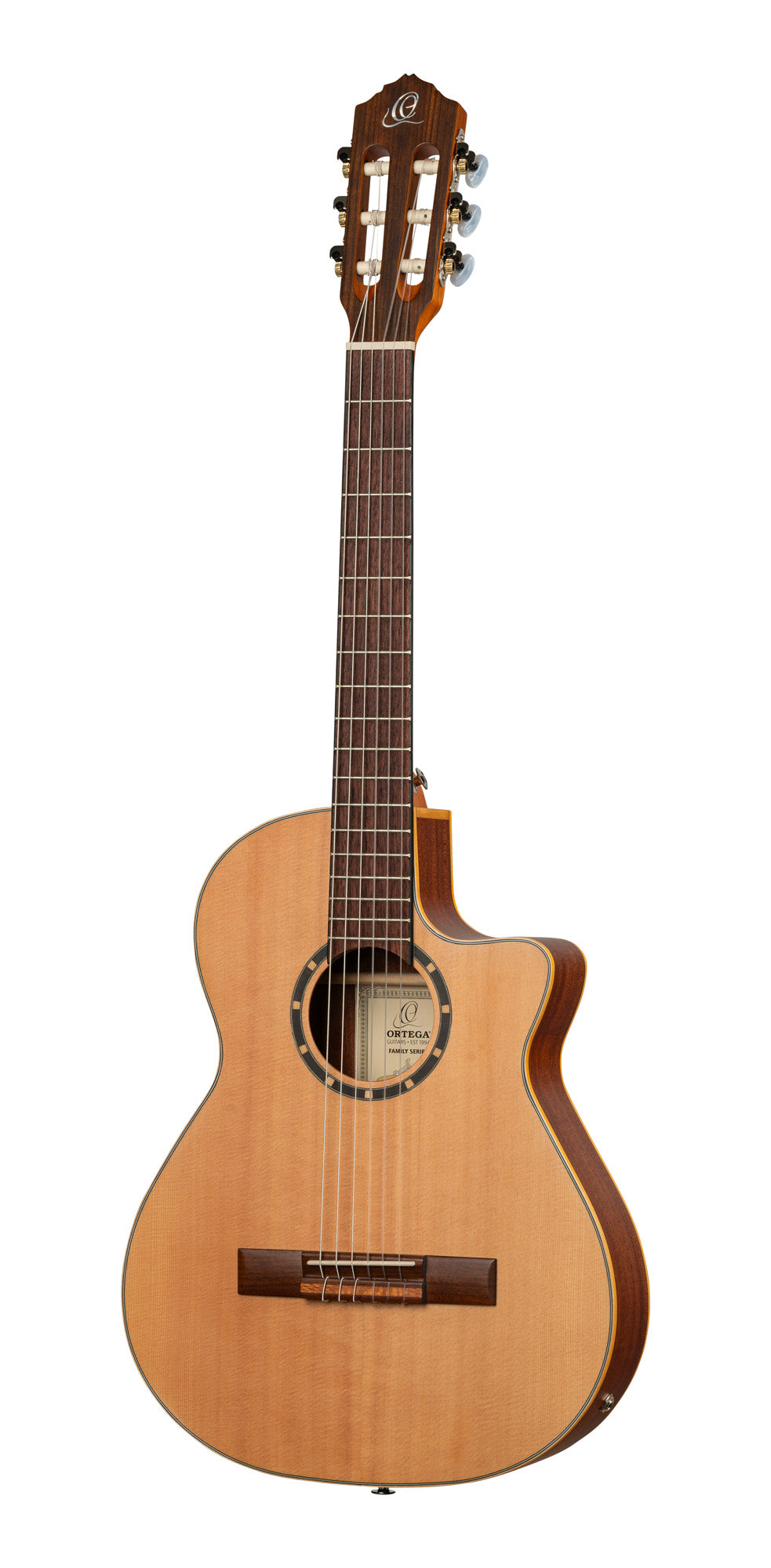 RCE125-34, corps Thinline, pan coupé, EQ Magus X/G, table épicéa, f/e acajou, sillet 45 mm, housse, naturel satiné