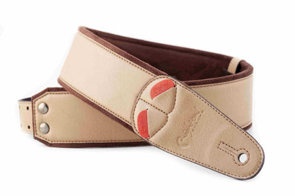 Courroie modèle CHARM, extérieur synthétique, largeur 6 cm, longueur 100 à 145 cm, porte-médiators intégré, beige