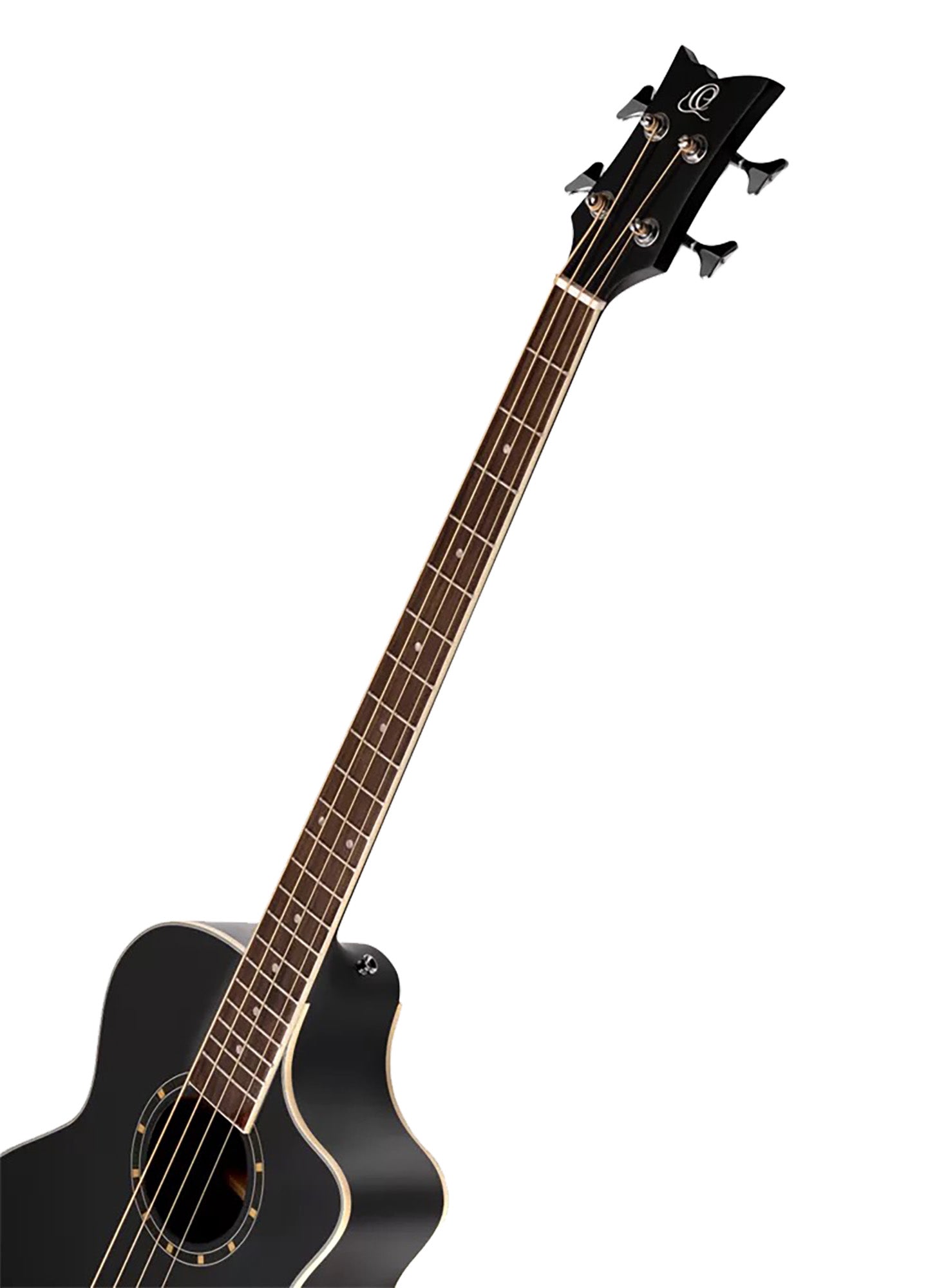 D7CE-SBK-4, basse 4 cordes, pan coupé, EQ Ortega MagusPro, table épicéa, f/e acajou, manche acajou, noir satiné