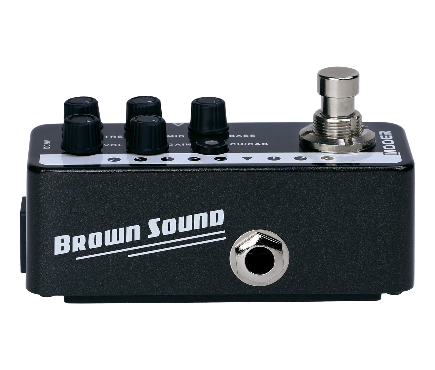 Pédale BROWN SOUND, préampli numérique type ampli signature VH V1, deux canaux, EQ 3 bandes par canal, noir et blanc