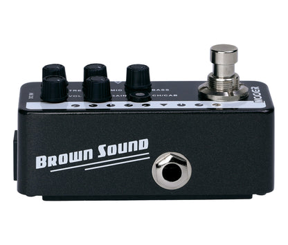 Pédale BROWN SOUND, préampli numérique type ampli signature VH V1, deux canaux, EQ 3 bandes par canal, noir et blanc
