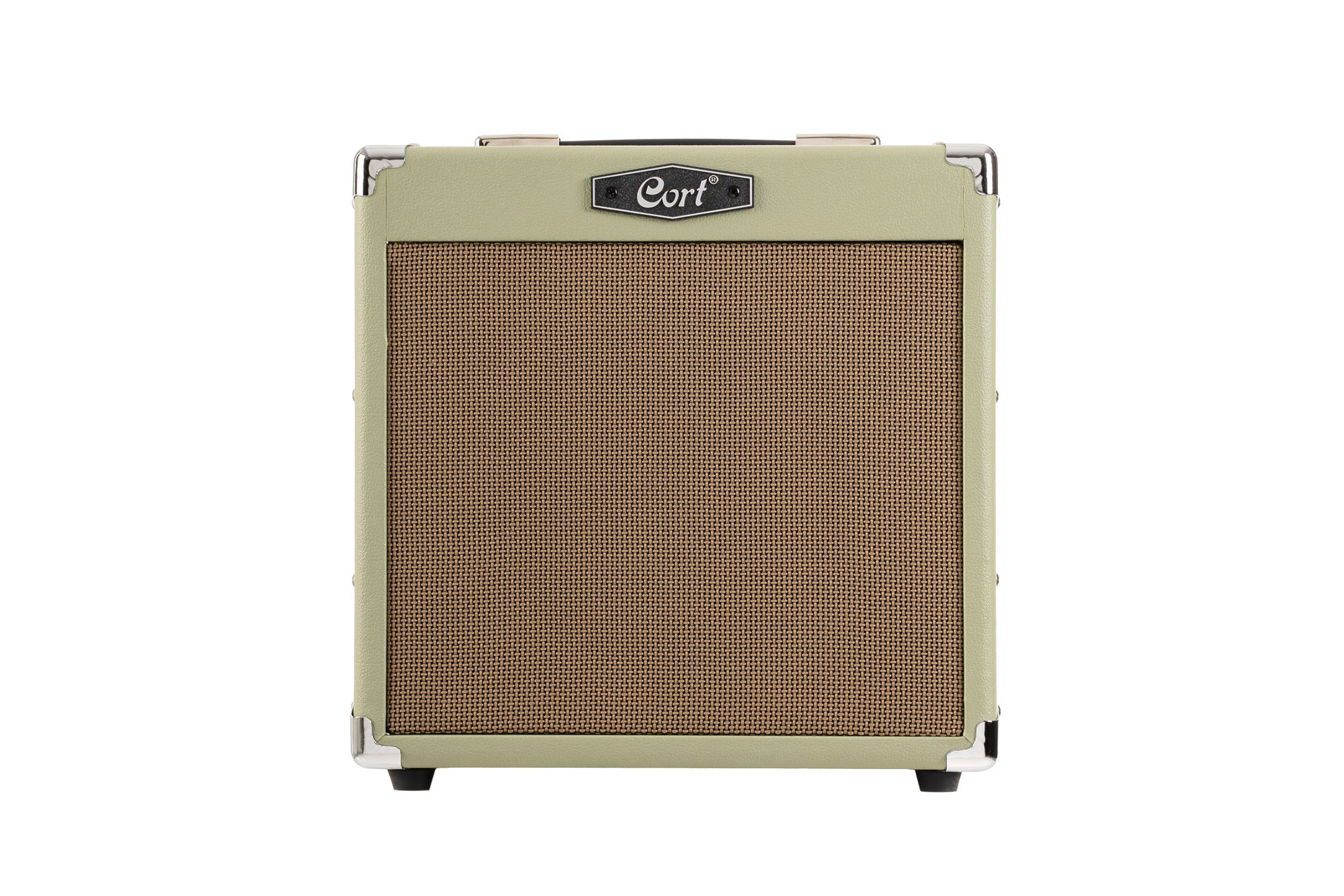 Ampli guitare 15W, 1 x 8", 2 canaux, égaliseur 3 bandes, réverb, entrée CD/MP3 mini-Jack, sortie casque mini-Jack, vert pale